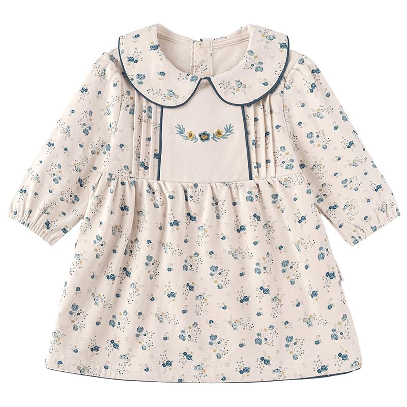 babylove Baby Girl's Floral French Style Pure Cotton Spring Autumn Dress
