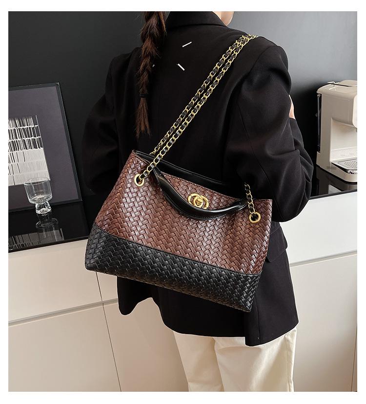 Retro gewebte Damen Umhängetasche - Schultertasche mit großem Fassungsvermögen und modischer Textur