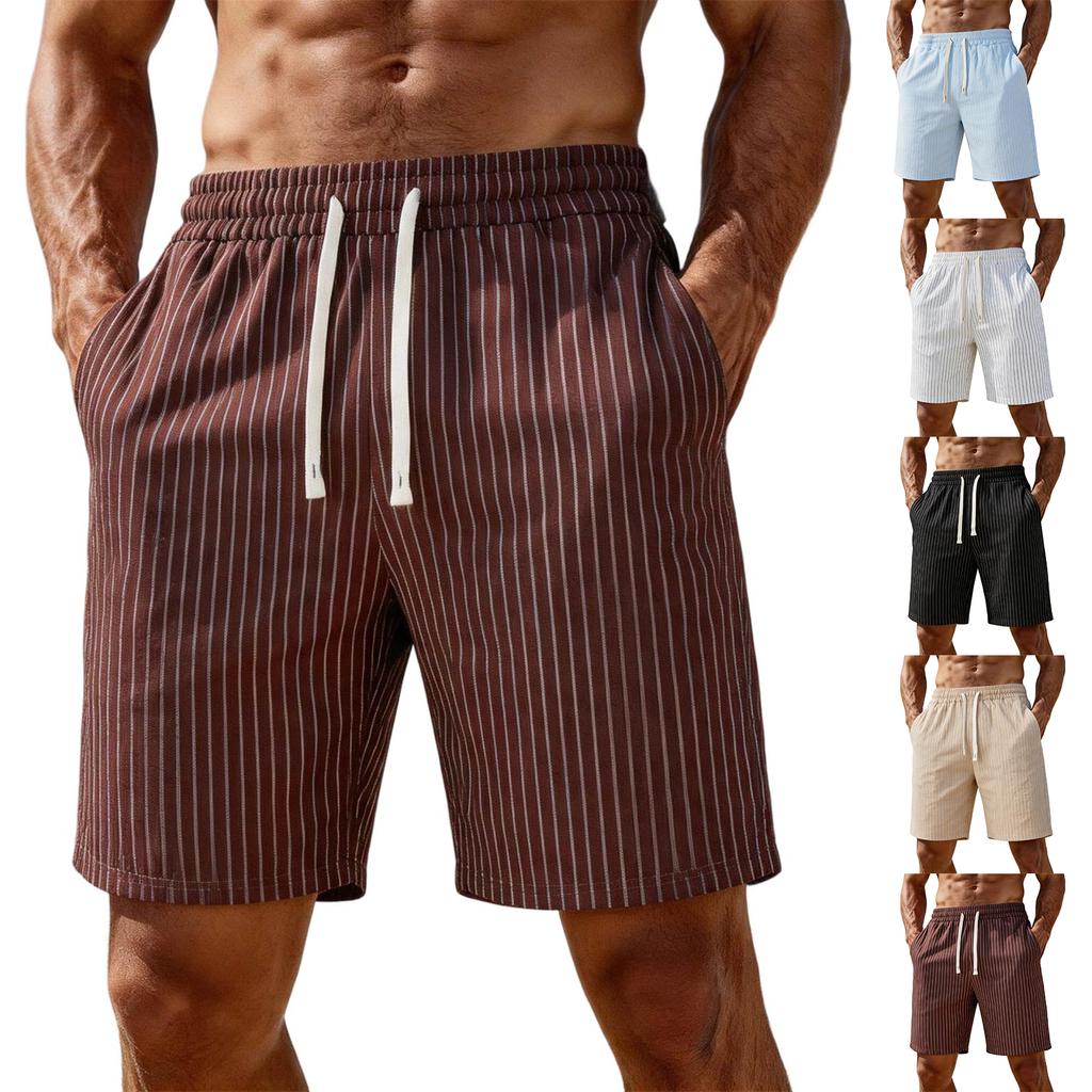 Men's Casual Summer Drawstring Shorts with Pockets Lightweight Comfortable Fit Elastic Waistband Suitable for Outdoor Activities