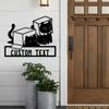 Personalized Metal Cat Wall Art Custom Family Name Sign Rustic Home Decor Housewarming Gift