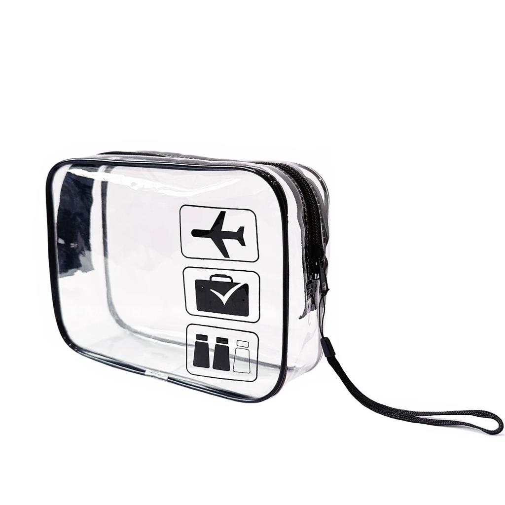 Clear Makeup Bag with Zippers Transparent Organizer Cosmetic Bags for Vacation Business Trip Airport Bathroom