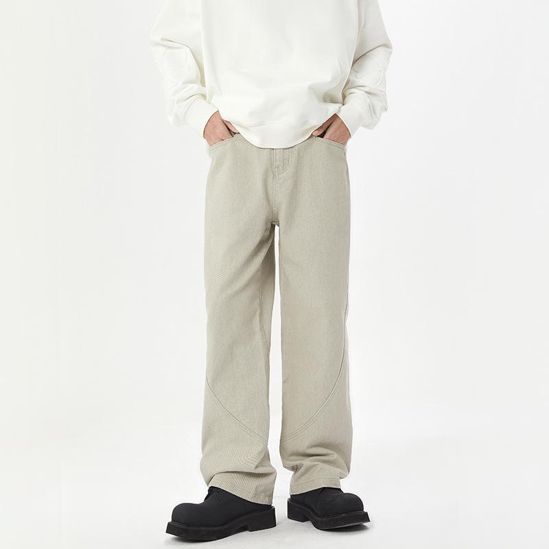 

Новые джинсы свободного кроя в стиле хай-стрит для осени и зимы, мужские мешковатые нишевые брюки широкого кроя желтого цвета 3XL