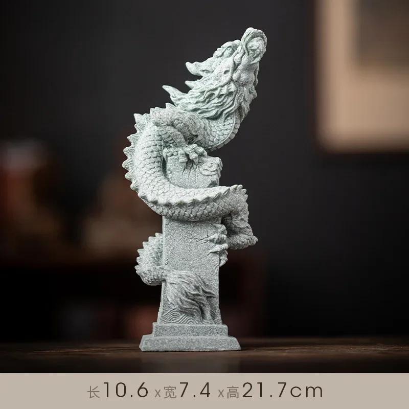 

Статуя дракона Паньлун из песчаника, китайский талисман, домашняя комната, офис, фен-шуй, статуэтка, лучший подарок в год Дракона