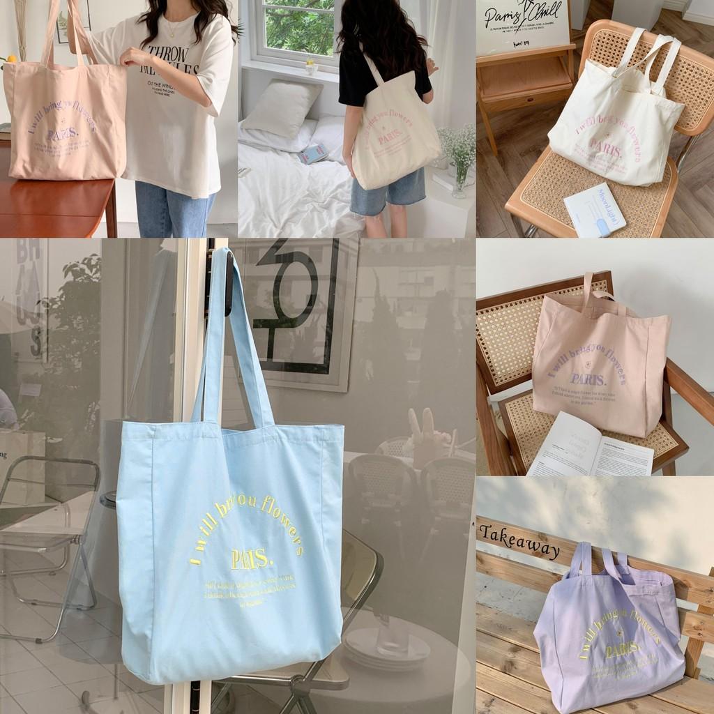Spacious Street Style Embroidered Canvas Tote Bag For Women Ideal For Students