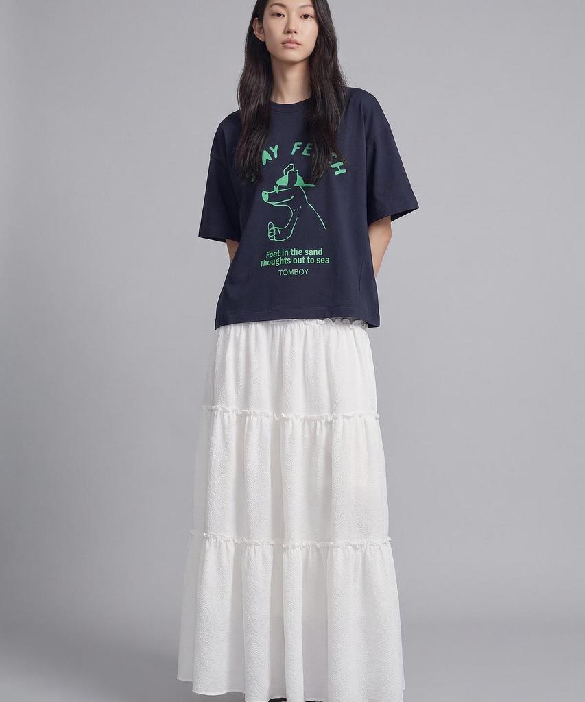 STUDIO TOMBOY Side Pocket Tiered Elastic Skirt_White 9106232210