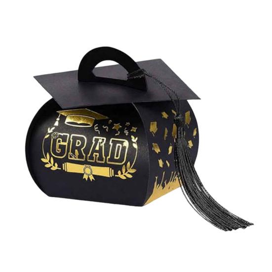 Graduation Cap Gift Boxes Class Candy Treat Chocolate of 2026 Box with Tassel Grad Party Table чёрный
