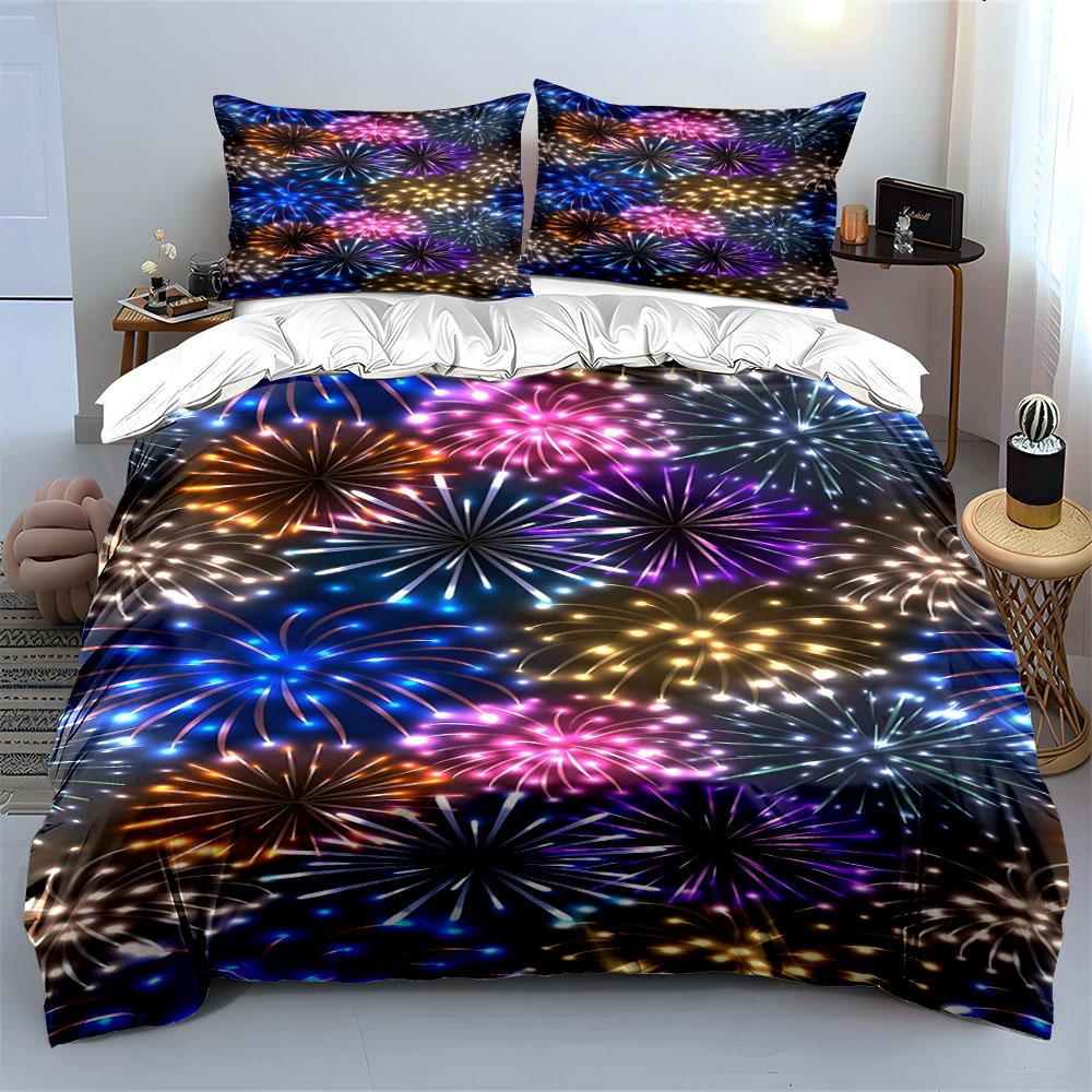 Colorful fireworks pattern. Bedding sets Duvet cover sets Duvet covers Pillowcases(1*Duvet Cover 2*Pillowcases without duvet insert)
