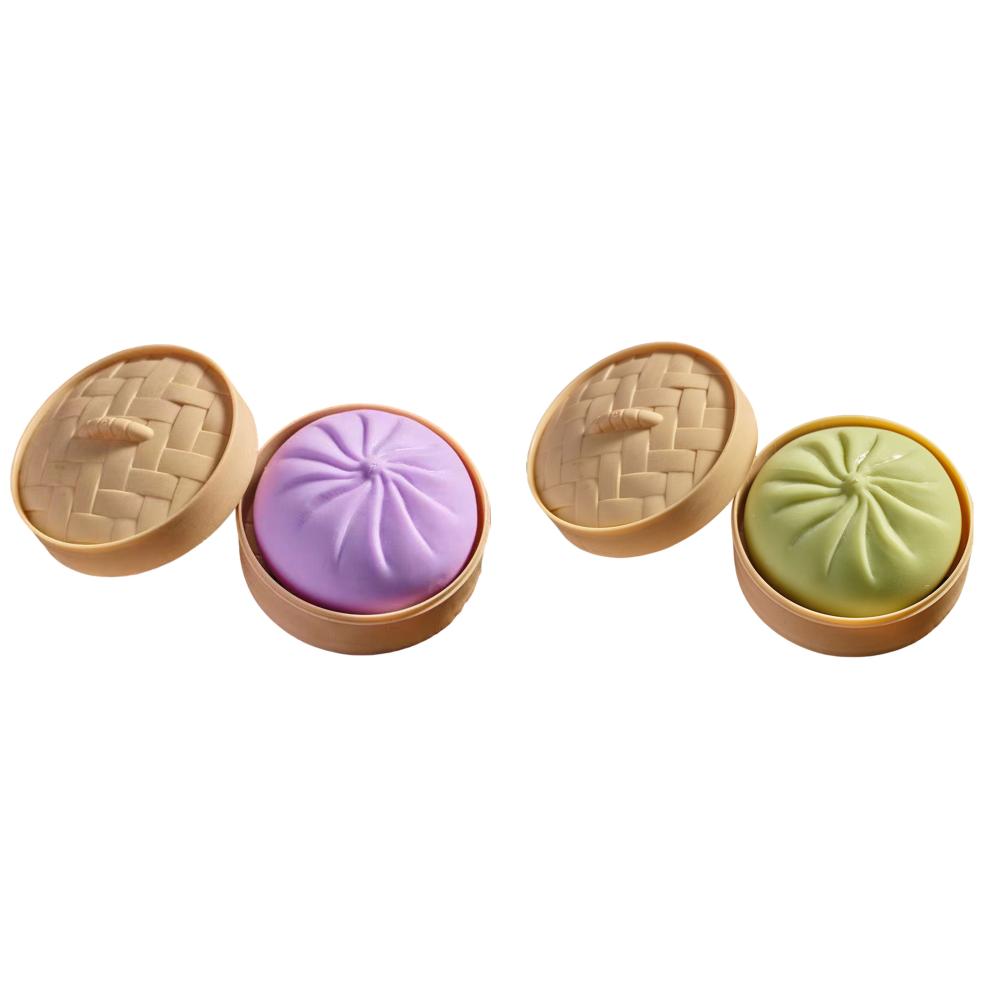 Colorful Bun Bao Squeeze Dough Ball Creative Fake Stress Balls with Food Steamer Stress Relief Sensory Hand Toy For Kids Gifts