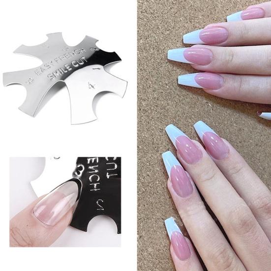 Stainless Steel Nail Cutter Plate French Style Nail Polishing Reusable Manicure Edge Trimmer for Female