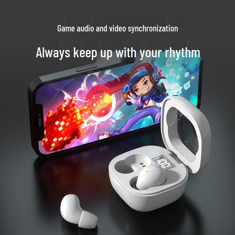 Bluetooth In-Ear Earbuds SK19: Ultra-Compact, No Flashing Lights, Long Battery Life, Power Display