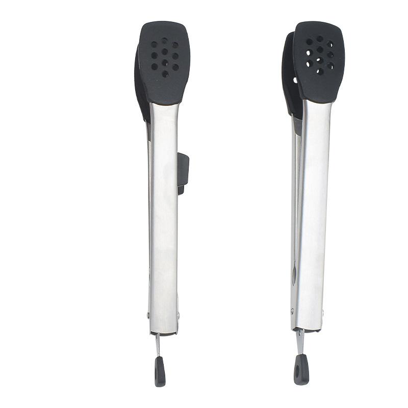 New Stainless Steel Silicone Kitchen Tongs BBQ Clip Salad Bread Cooking Food Serving Tongs Restaurant Food Folder Kitchen