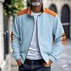 Men's Vintage Corduroy Casual Jacket - Stand Collar Zippered Colorblock Loose-Fit Baseball Jacket