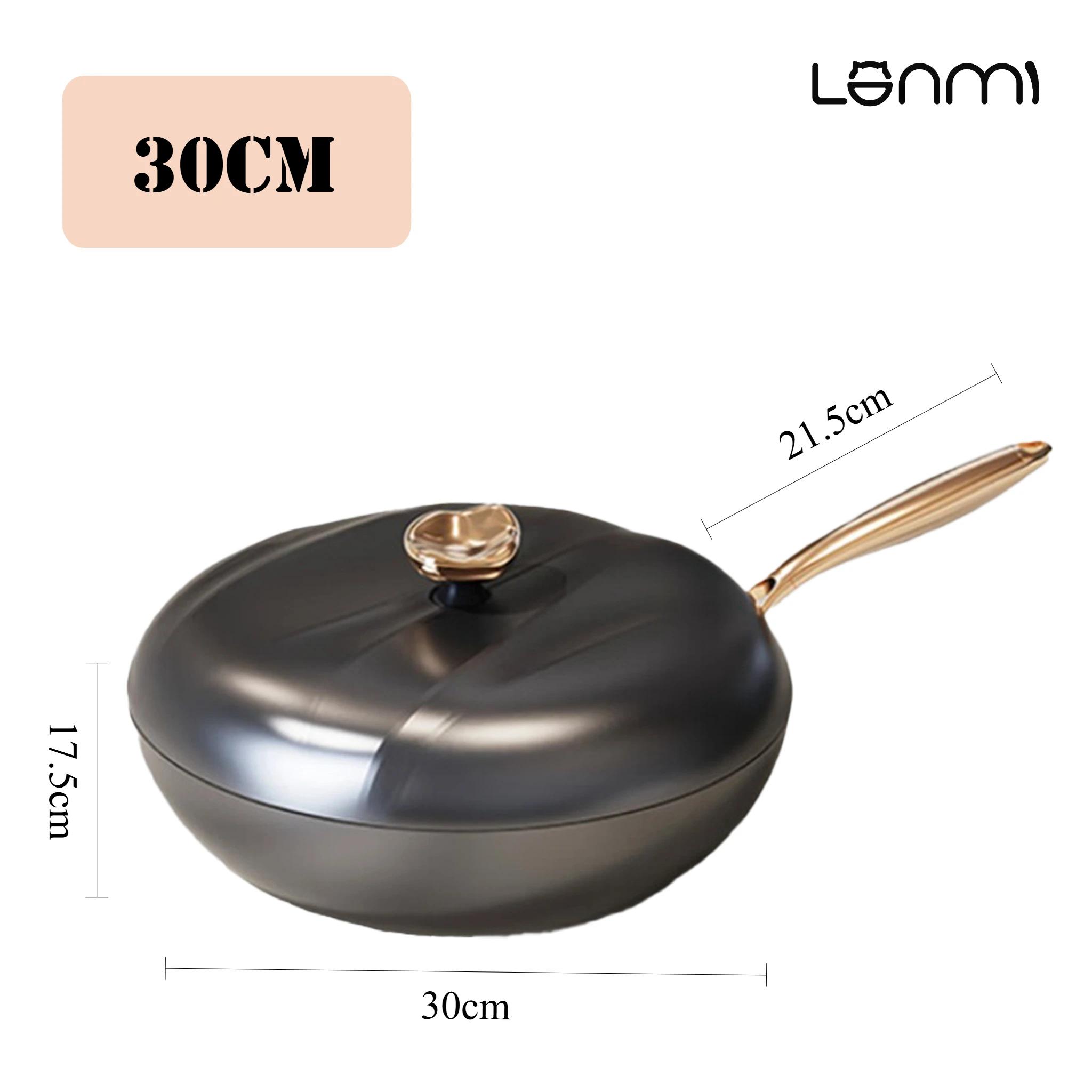 

LANMI 30/32 см Титановые Железные Воки Антипригарные Непокрытые Сковороды Низкодымные Антикоррозийные Плоскодонные Горшки Домашняя Кухня Сковорода для Стейков и Яиц