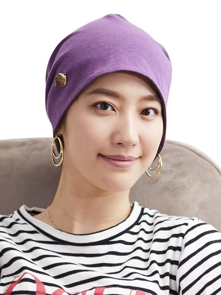 KISS MY LIFE Medical Care Hat for Cute and Hemp 5 Colors Hat, Women, Stylish, Knit, Sleepwear, Quick-Drying, (Lilac) (kml100306c)