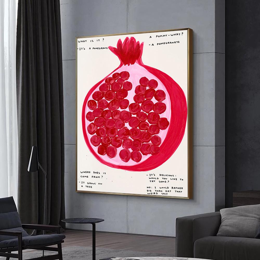 Pomegranate Banana Lemon Fruits Art Illustration Canvas Painting Nordic Wall Poster and Print for Kitchen Dining Room Home Deco
