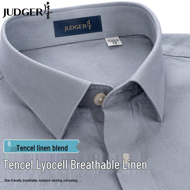 Judger Men s Tencel Linen Business Short Sleeve Shirt 175/96A