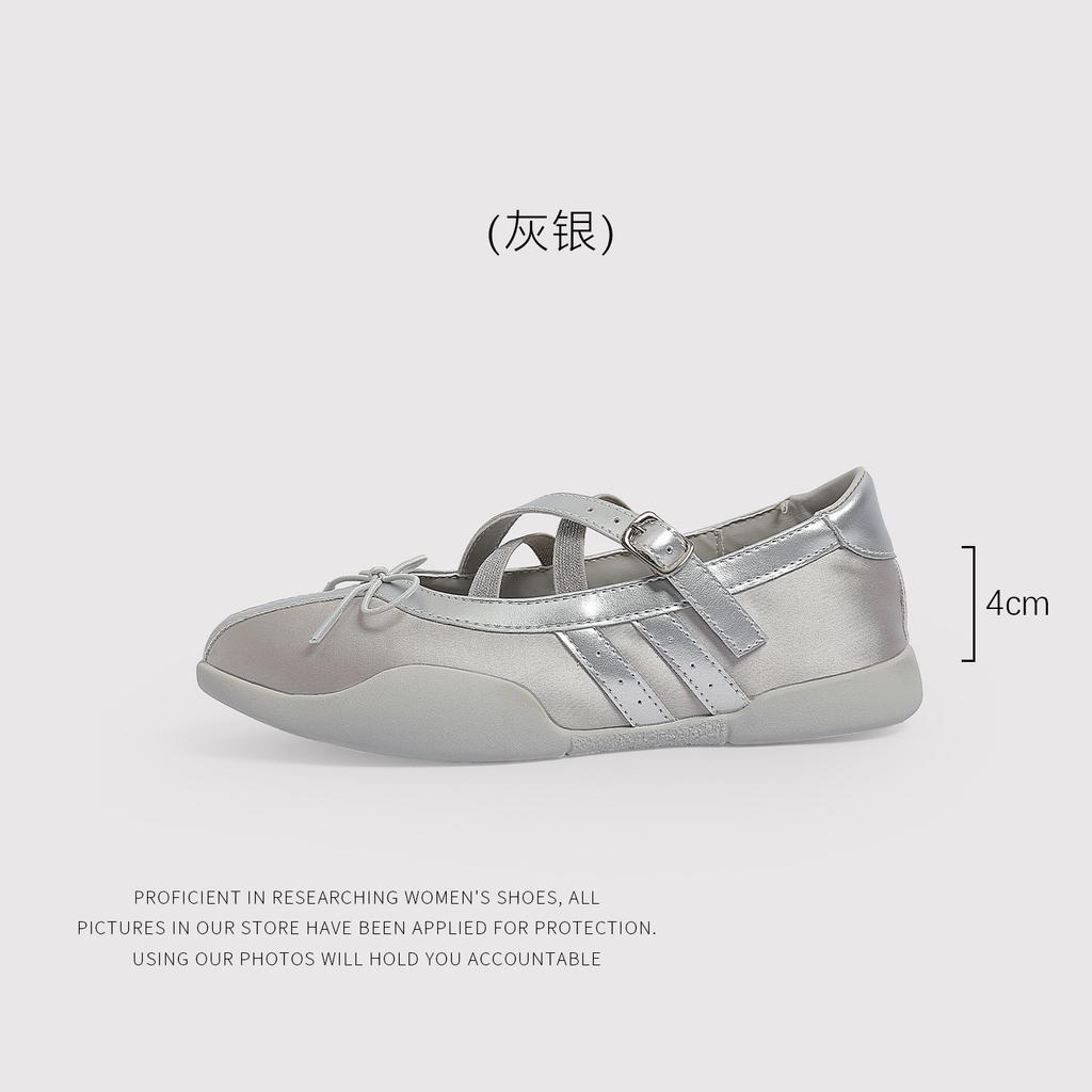 Bow Flat Single Shoes Women'S Shoes Summer Mary Jane Small Leather Shoes Sports Ballet Shoes Light Mouth Sandals