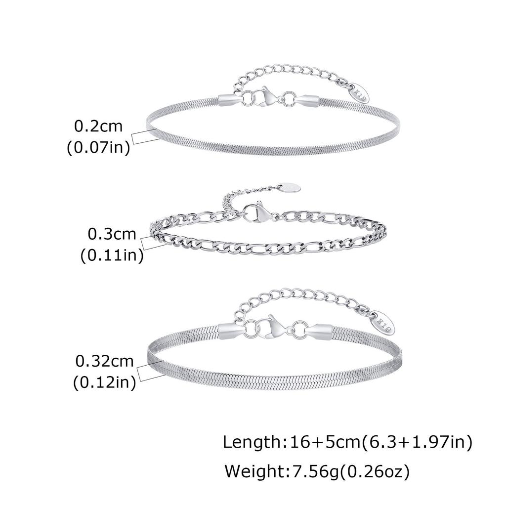Men's Thin Chain Bracelet,Never Fade Stainless Steel Adjustable Wristband,Minimalist Hip Hop Jewelry Gift
