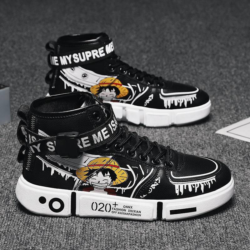 

Cartoon animation joint autumn and winter cotton shoes boys shoes boys middle and older children high-top white shoes velvet 44
