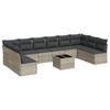 Vidaxl 11-Cz. Garden Furniture Set With Cushions, Grey Rattan Pe