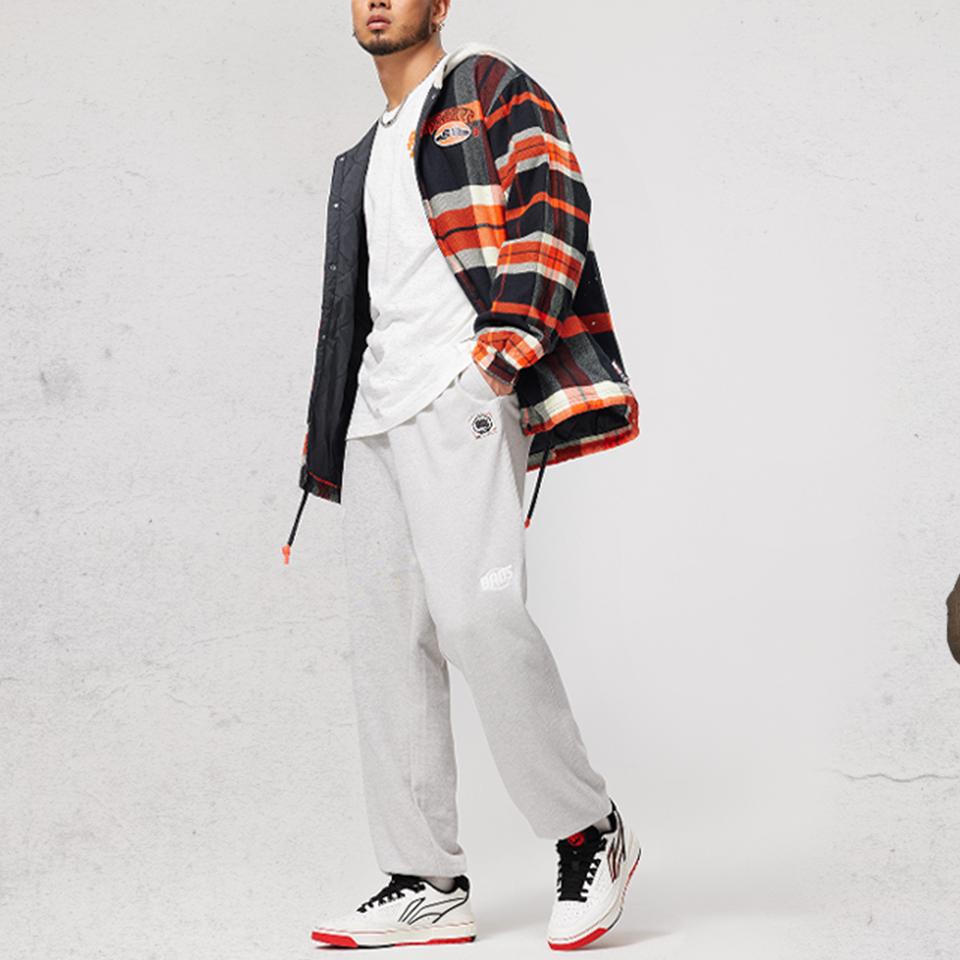 Li Ning Bad Five Loose Fit Comfortable Versatile Knitted Sports Pants Men Bottoms Flower-Gray Water-Droplet-Gray AKLU203-2