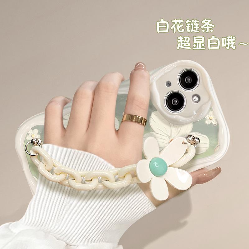 Applicable to Apple 14promax mobile phone case iPhone13 summer flower chain 16/17 anti-drop silicone 15/12