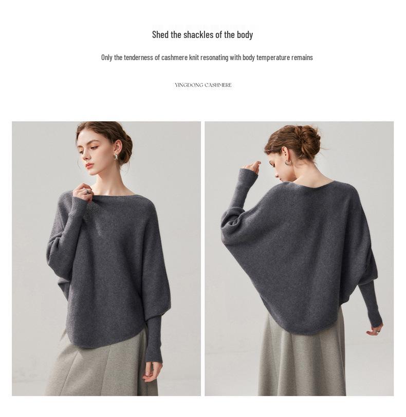 Women's Irregular One-Shoulder Cashmere Blend Batwing Sleeve Knit Cardigan