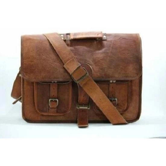 

Кожаная сумка-мессенджер для ноутбука, мужская сумка-саквояж в винтажном стиле, через плечо, из натуральной кожи, портфель 18 x 14 x 6 in