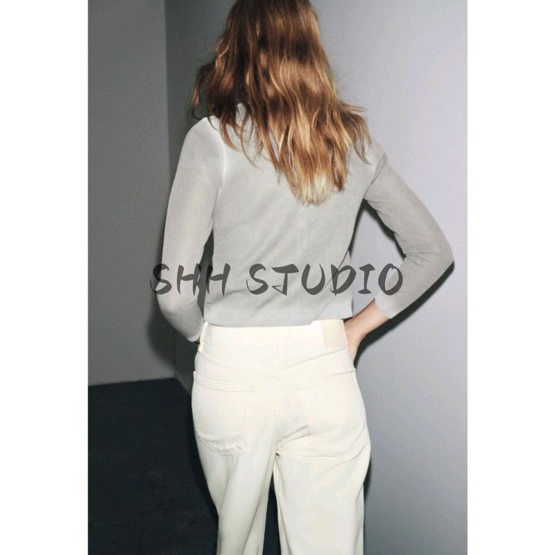 Autumn New Women clothes French style Idle Style Gradient Effect round Neck Long sleeve Knitted Outerwear 2893159