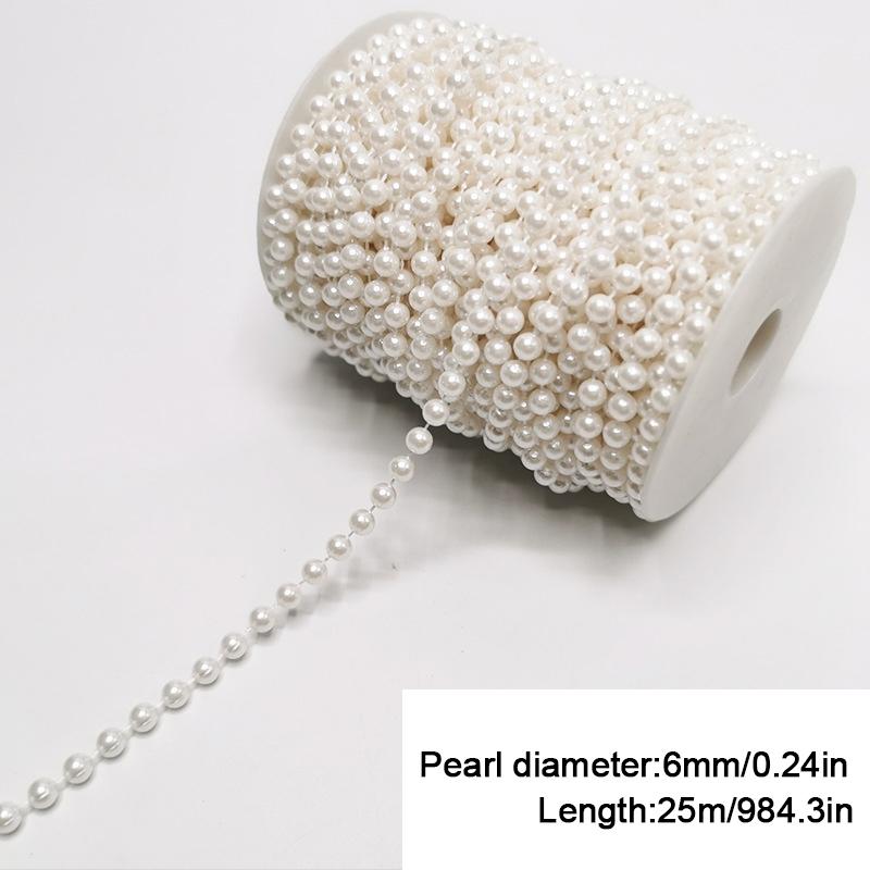 

1 шт. нити из искусственного жемчуга и хрустальных бусин для рукоделия, жемчужная веревочная отделка, соединительные бусины для костюмной бижутерии, легкие 6MM*25M