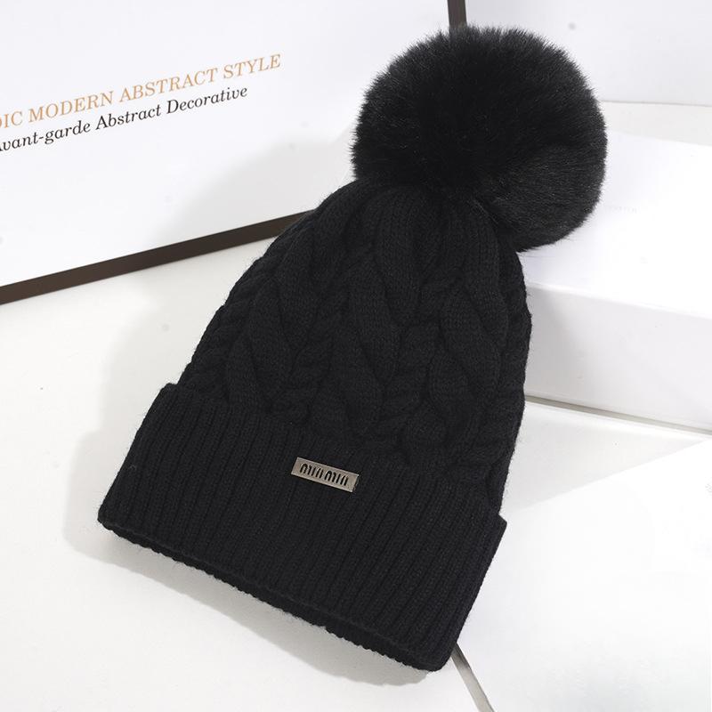 

Women s Hats with Velvet Thickened Knitted Hats for Warmth Korean Style Versatile Twisted Wool Hats