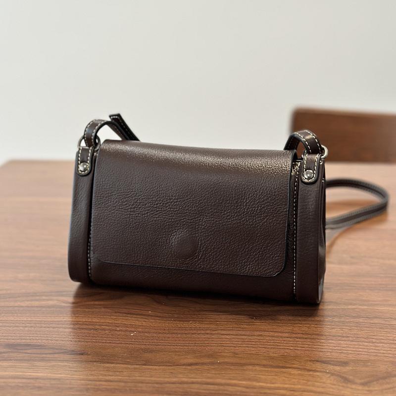 Johnature Echte Leder Damen Tasche Retro Postboten Tasche Vielseitig Weiches Rindsleder Einfarbige Umhängetasche