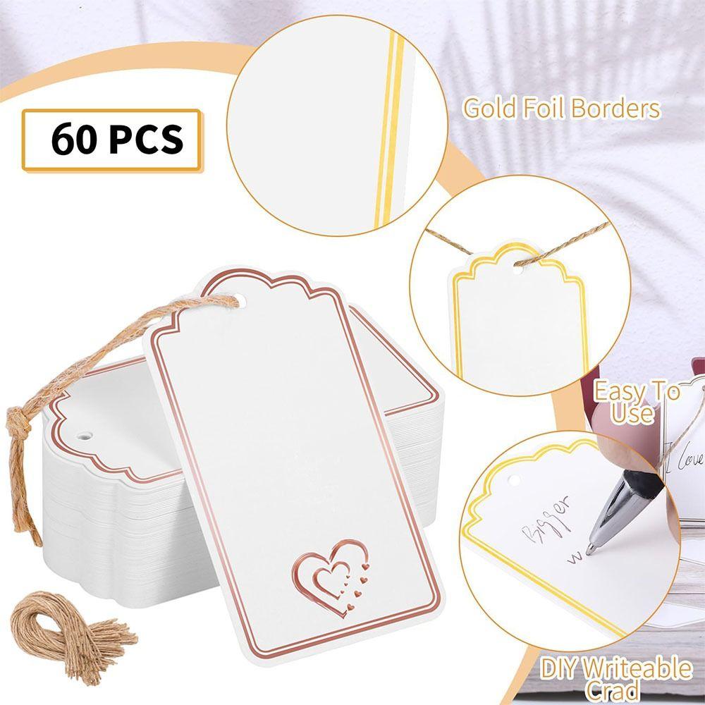 60Pcs Creative DIY Handwriting Blank Tag Rectangular Hanging Decoration Price Tags Kraft Paper Tags Packaging Decoration