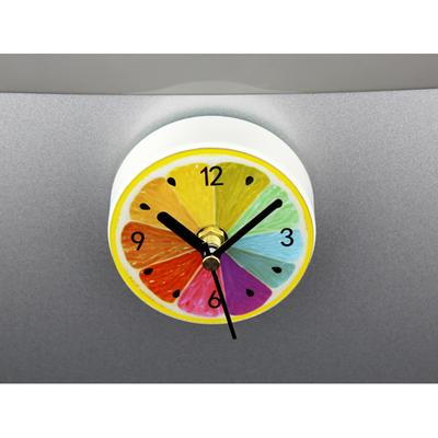 Lemon Shaped Refrigerator Clock Magnet Cute Fruit Pattern 3 Strong Magnets No Cover Aa Powered Fridge Wall Clock Sticker