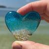 Glass Beach Pocket Heart Sea Inspired Heart Ornament Fused Glass Heart Pocket Token Keepsake Pocket Hug Heart Gift for Loved Ones