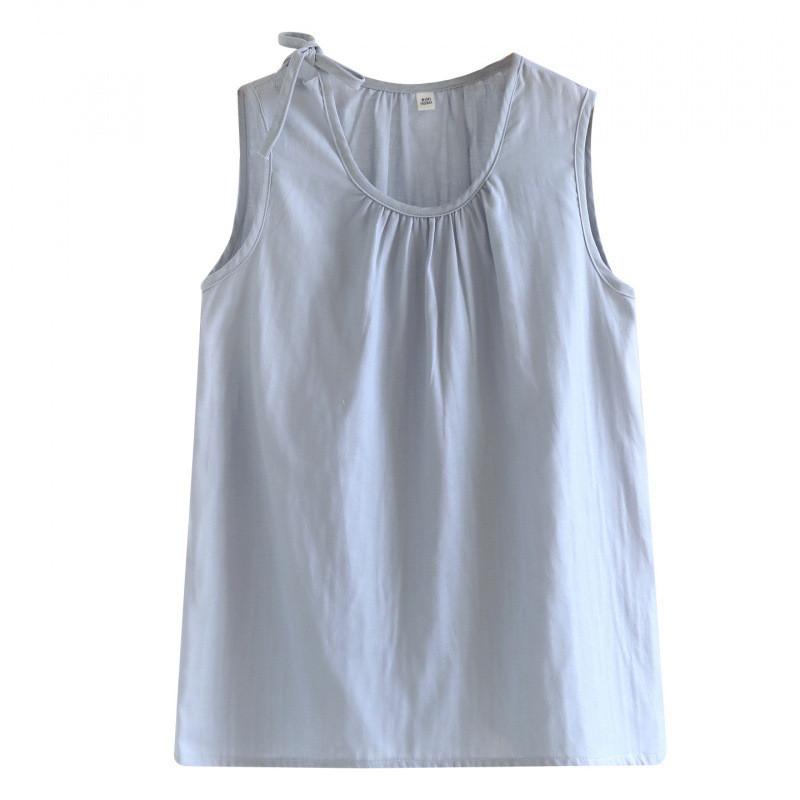 Lightweight Cotton Womens Pajama With Round Neck Sleeveless Top And Shorts For Summer