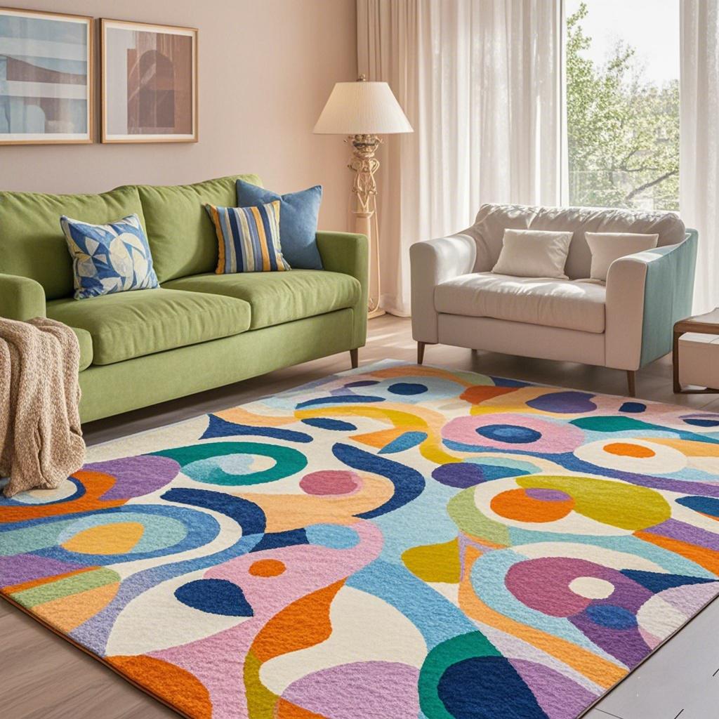 Modern Colorful Carpet for Living Room Non-slip Cute Room Décor Abstract Style Lounge Rug Washable Mat for Children Room Tapis
