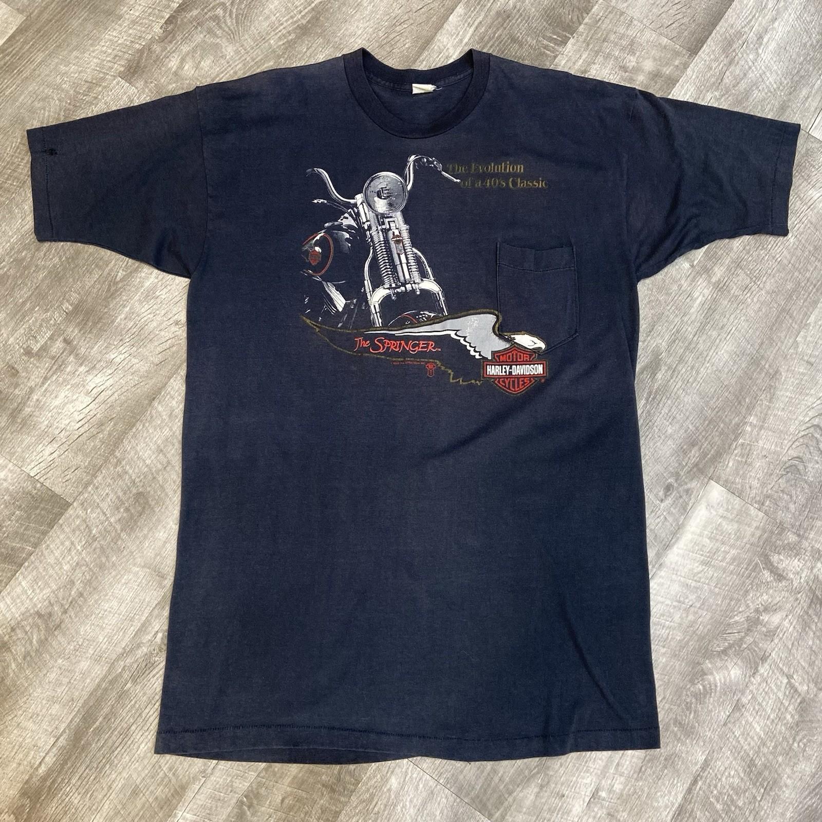 Vintage 80s Harley Davidson Motorcycle T Shirt The Springer Size XL-XXL Sturgis Unisex T-Shirt L