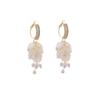 Super Fairy Shell Petal Earrings, Light Luxury Vacation Style Zircon Fringed Earrings, Elegant Temperament Pearl Stud Earrings