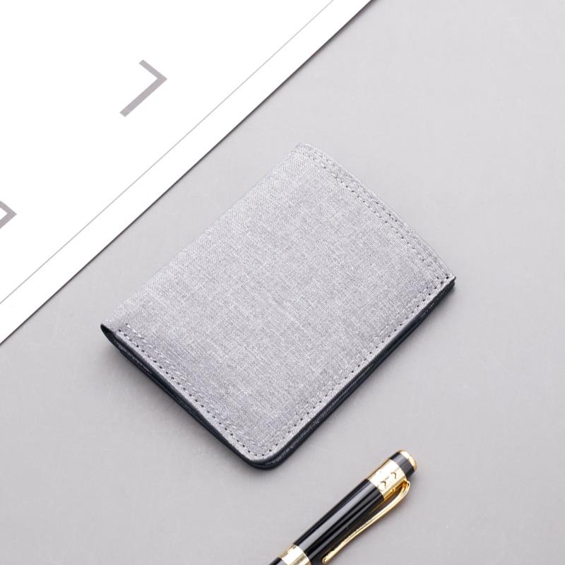 Herren Ultra-Dünne Vertikale Canvas Leder Geldbörse