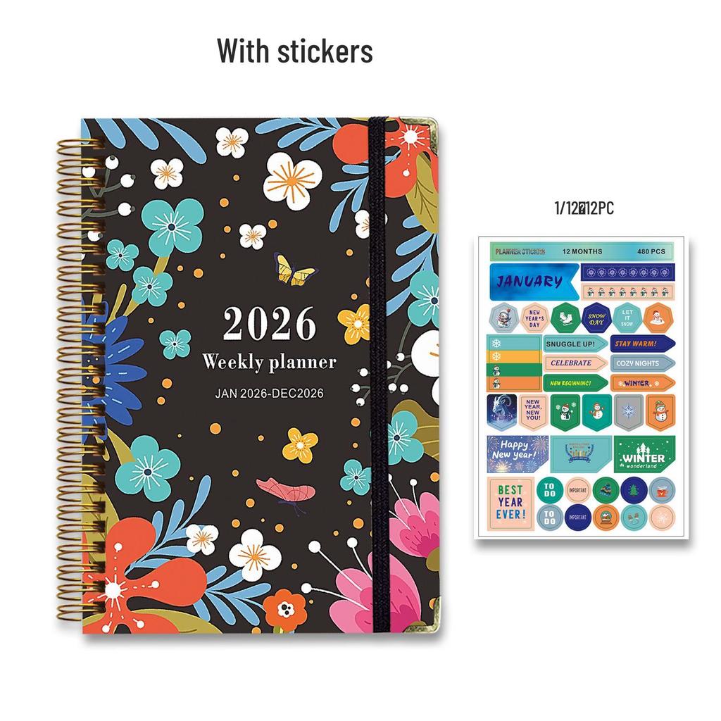 2026 English Business Planner: Cross-Border Stationery Diary with Coil Binding for Simple Scheduling and Record Keeping