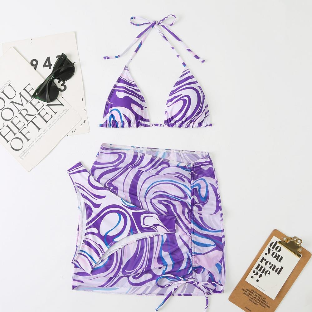 Split Swimwear Printed Bikini Sexy European and American Swimsuit