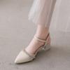 Sandals Girl Summer 2025 New French Buckle Fashion Fairy Evening Breeze Gentle Bag Head Thick Medium Heel High Heel Single Shoes