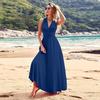 Women's Fashion Summer Backless V-neck Sleeveless Strappy Solid Color Dress