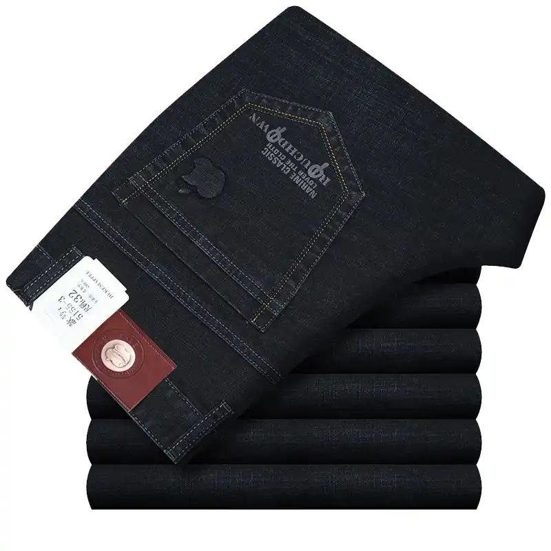 Novo Four Seasons Wearable Fino Elástico Solto Reto Apple Jeans Trendy Masculino Negócios Cowboy Calça Casual