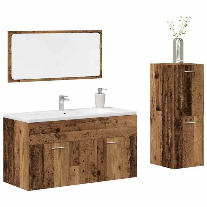 VidaXL Ensemble de meubles salle de bain 3 pcs bois d'ingénierie, armoire de salle de bain, placard de salle de bain, meuble 3328593