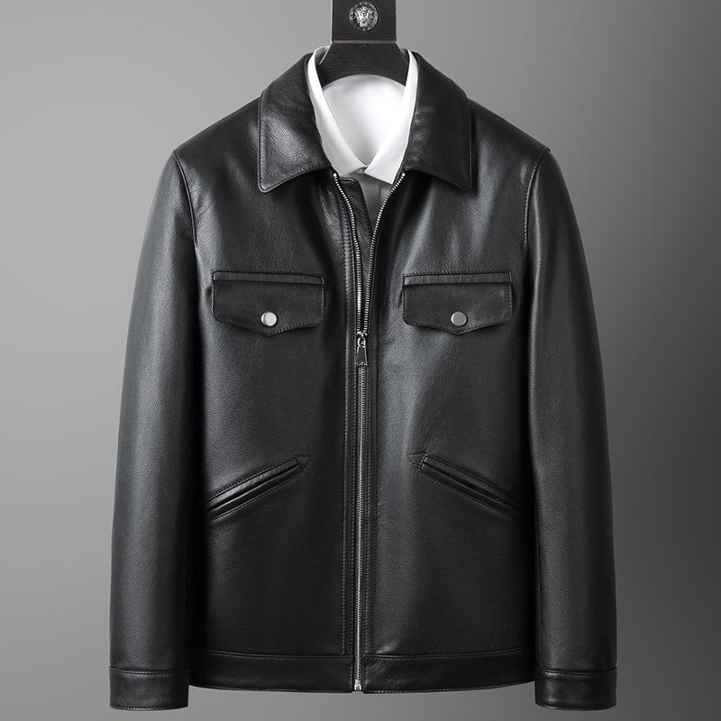 

Весна и осень, новая мужская куртка из натуральной кожи, куртка из коровьей кожи первого слоя, деловая повседневная одежда для папы 5XL