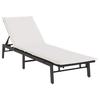 Black Sun Lounger with Cushion Poly Rattan