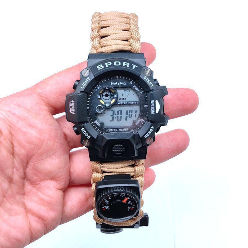 Umbrella rope waterproof watch multi-functional outdoor survival Umbrella rope bracelet adjustable outdoor camping adventure watch