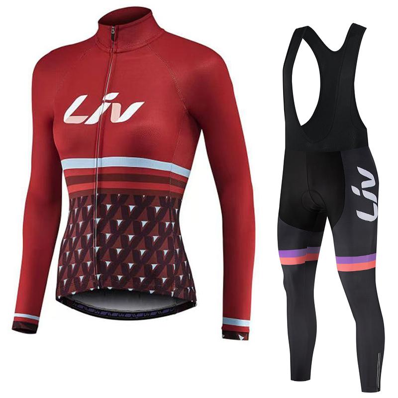 2026 Long Sleeved Cycling Suit Set  Women's Cycling Bib Women's Exclusive Seat Cushion Autumn Winter Cycling Sportswear Set Road Cycling Top